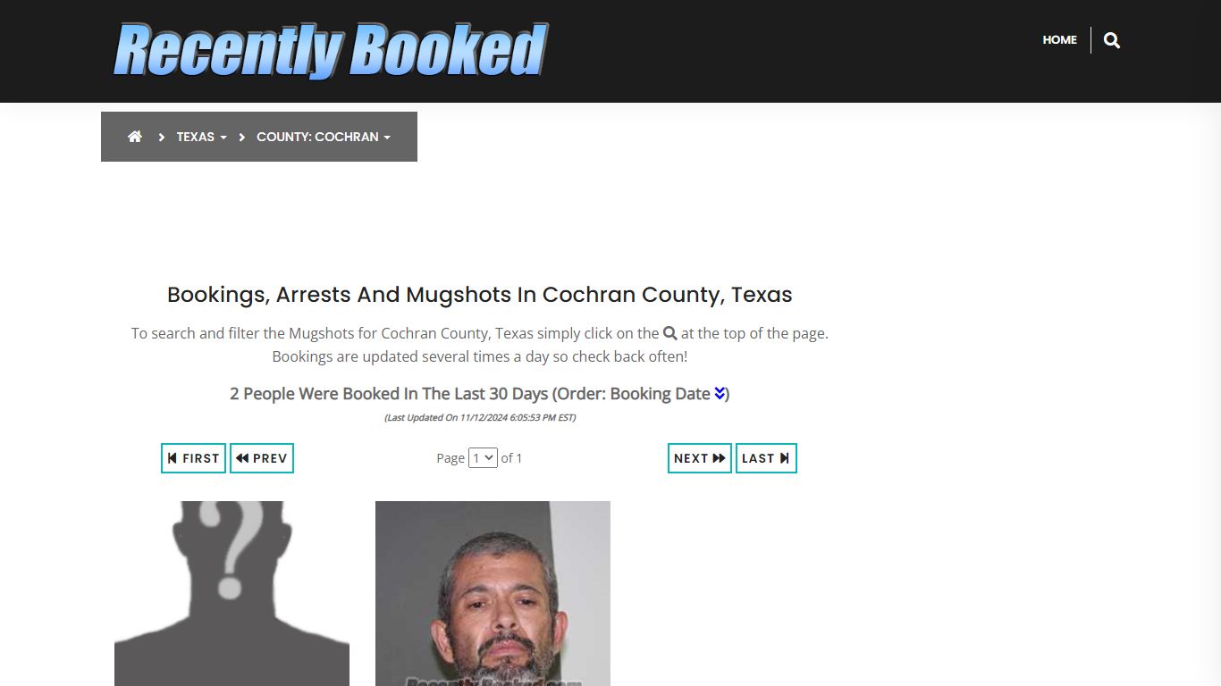 Bookings, Arrests and Mugshots in Cochran County, Texas - Recently Booked