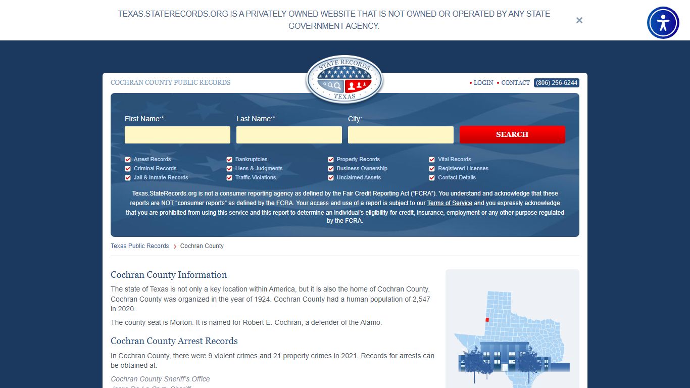 Cochran County Arrest, Court, and Public Records - StateRecords.org