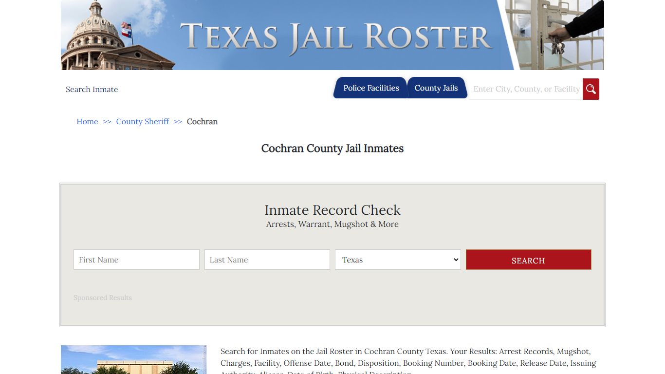 Cochran County Jail Inmates - Jail Roster Search