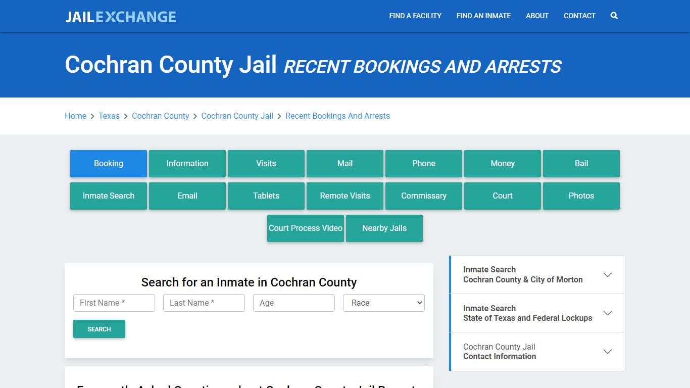 Cochran County Jail Recent Bookings And Arrests - Jail Exchange